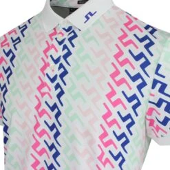 J.Lindeberg Golf Shirt - Tour Tech Print - Pink Bridge HS23 -Golf Fashion Shop j lindeberg golf shirt tour tech print pink bridge hs23 gmjt08403 s190 125