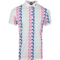J.Lindeberg Golf Shirt - Tour Tech Print - Pink Bridge HS23