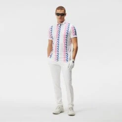 J.Lindeberg Golf Shirt - Tour Tech Print - Pink Bridge HS23 -Golf Fashion Shop j lindeberg golf shirt tour tech print pink bridge hs23 gmjt08403 s190 5