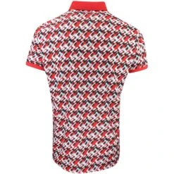 J.Lindeberg Golf Shirt - Tour Tech Print Reg Fit - MB Cherry AW23 -Golf Fashion Shop j lindeberg golf shirt tour tech print reg fit mb cherry aw23 gmjt08576 g137 134