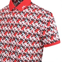 J.Lindeberg Golf Shirt - Tour Tech Print Reg Fit - MB Cherry AW23 -Golf Fashion Shop j lindeberg golf shirt tour tech print reg fit mb cherry aw23 gmjt08576 g137 135