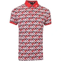 J.Lindeberg Golf Shirt - Tour Tech Print Reg Fit - MB Cherry AW23