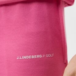 J.Lindeberg Golf Shorts - Jersey Logo - Azalea Pink HS23 -Golf Fashion Shop j lindeberg golf shorts jersey logo azalea pink hs23 gmjs08398 s098 a