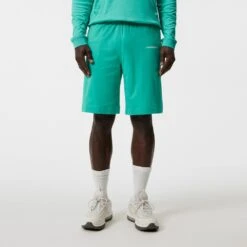 J.Lindeberg Golf Shorts - Jersey Logo - Bright Aqua HS23 -Golf Fashion Shop j lindeberg golf shorts jersey logo bright aqua hs23 gmjs08398 m158 2