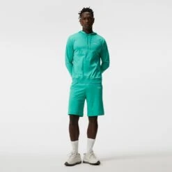 J.Lindeberg Golf Shorts - Jersey Logo - Bright Aqua HS23 -Golf Fashion Shop j lindeberg golf shorts jersey logo bright aqua hs23 gmjs08398 m158 5