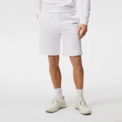 J.Lindeberg Golf Shorts - Jersey Logo - White HS23 -Golf Fashion Shop j lindeberg golf shorts jersey logo white hs23 gmjs08398 0000 e