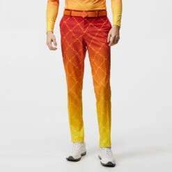 J.Lindeberg Golf Trousers - Fade Print Pant Slim - Sunset SS23 -Golf Fashion Shop j lindeberg golf trousers fade print pant sunset fade logo ss23 gmpa08235 i174 b