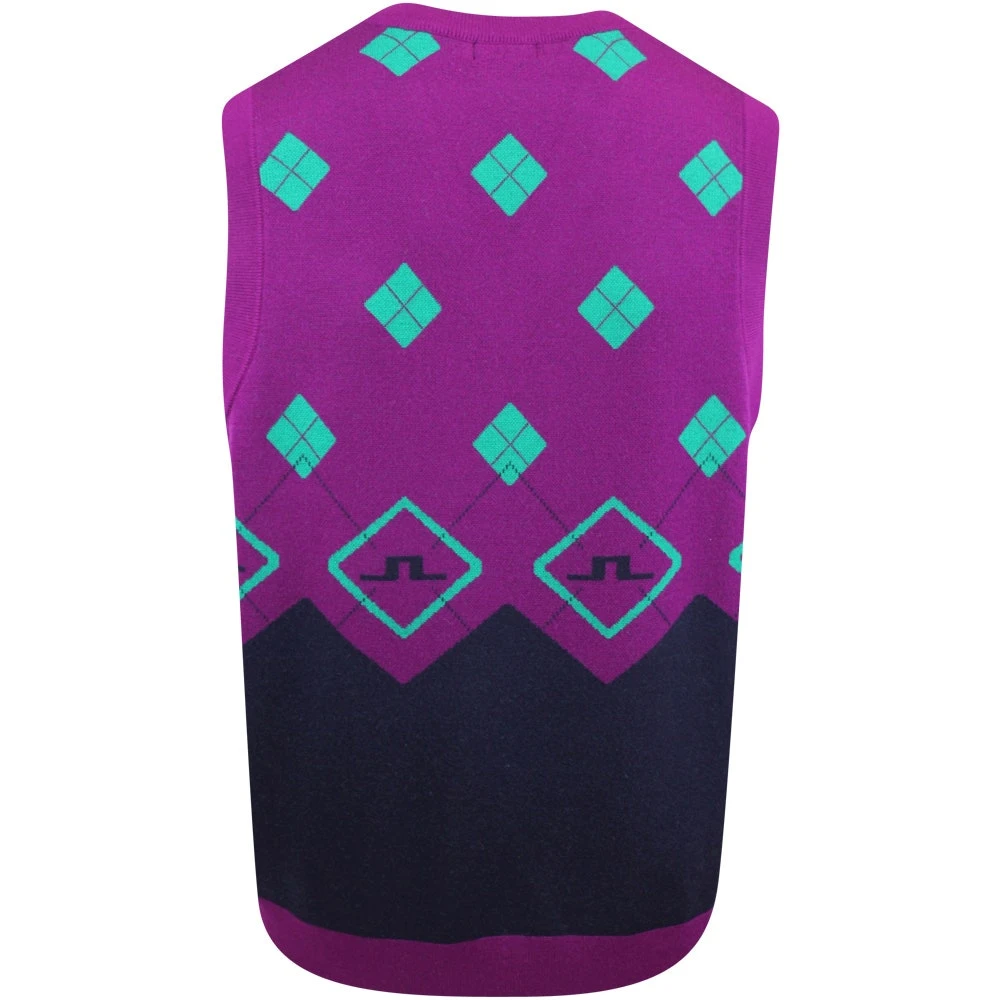 J.Lindeberg Golf Jumper - Argyle Knit Vest - Gloxinia AW22 5 J.Lindeberg Golf Jumper - Argyle Knit Vest - Gloxinia AW22 - Image 3