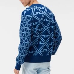 J.Lindeberg Golf Jumper - Isaac Jacquard Knit - EB Diamond AW23 -Golf Fashion Shop j lindeberg golf jumper isaac jacquard knit eb diamond aw23 3 detail