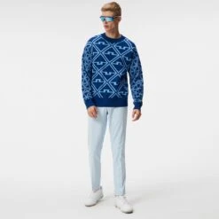 J.Lindeberg Golf Jumper - Isaac Jacquard Knit - EB Diamond AW23 -Golf Fashion Shop j lindeberg golf jumper isaac jacquard knit eb diamond aw23 7 detail
