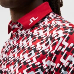 J.Lindeberg Golf Shirt - Tour Tech Print Reg Fit - MB Cherry AW23 -Golf Fashion Shop j lindeberg golf shirt tour tech print reg fit mb cherry aw23 gmjt08576 g137 58