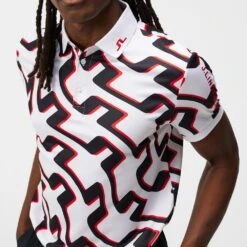 J.Lindeberg Golf Shirt - Tour Tech Print Reg Fit - Wave Bridge AW23 -Golf Fashion Shop j lindeberg golf shirt tour tech print reg fit wave bridge aw23 4 lifestyle