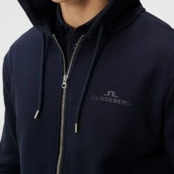 J.Lindeberg Golf Hoodie - Alpha Fleece FZ - JL Navy AW23 14 J.Lindeberg Golf Hoodie - Alpha Fleece FZ - JL Navy AW23 -Golf Fashion Shop jl alpha stretch fleece zipper navy 2