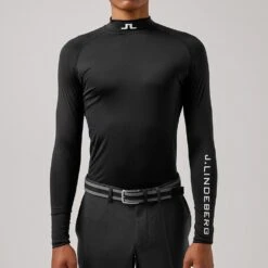 J.Lindeberg Golf Base Layer - Aello SC - Black AW23 -Golf Fashion Shop jl golf base layer shirt aello aw21 02c