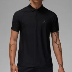 Nike Jordan Golf Shirt - DF ADV Jacquard Polo - Black FA23 -Golf Fashion Shop jordan golf shirt df adv jacquard polo black fa23 dz0548 010 1
