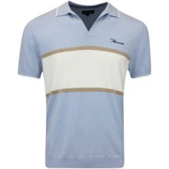 Macade Golf Shirt - Mac Intarsia Knitted Polo - Light Blue AW23