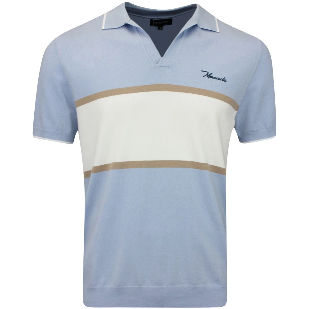 Macade Golf Shirt - Mac Intarsia Knitted Polo - Light Blue AW23 3 Macade Golf Shirt - Mac Intarsia Knitted Polo - Light Blue AW23
