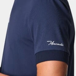 Macade Golf Shirt - Admiral Sportswear Mock Neck Polo - Navy AW23 20 Macade Golf Shirt - Admiral Sportswear Mock Neck Polo - Navy AW23 -Golf Fashion Shop macade admiral collaboration 0040 navyadmiralmockneckshirtweb5