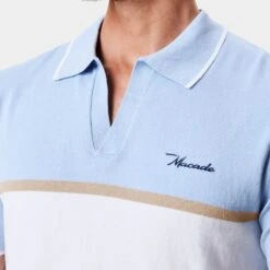 Macade Golf Shirt - Mac Intarsia Knitted Polo - Light Blue AW23 19 Macade Golf Shirt - Mac Intarsia Knitted Polo - Light Blue AW23 -Golf Fashion Shop macade golf 0010 4. mac light blue 1296x