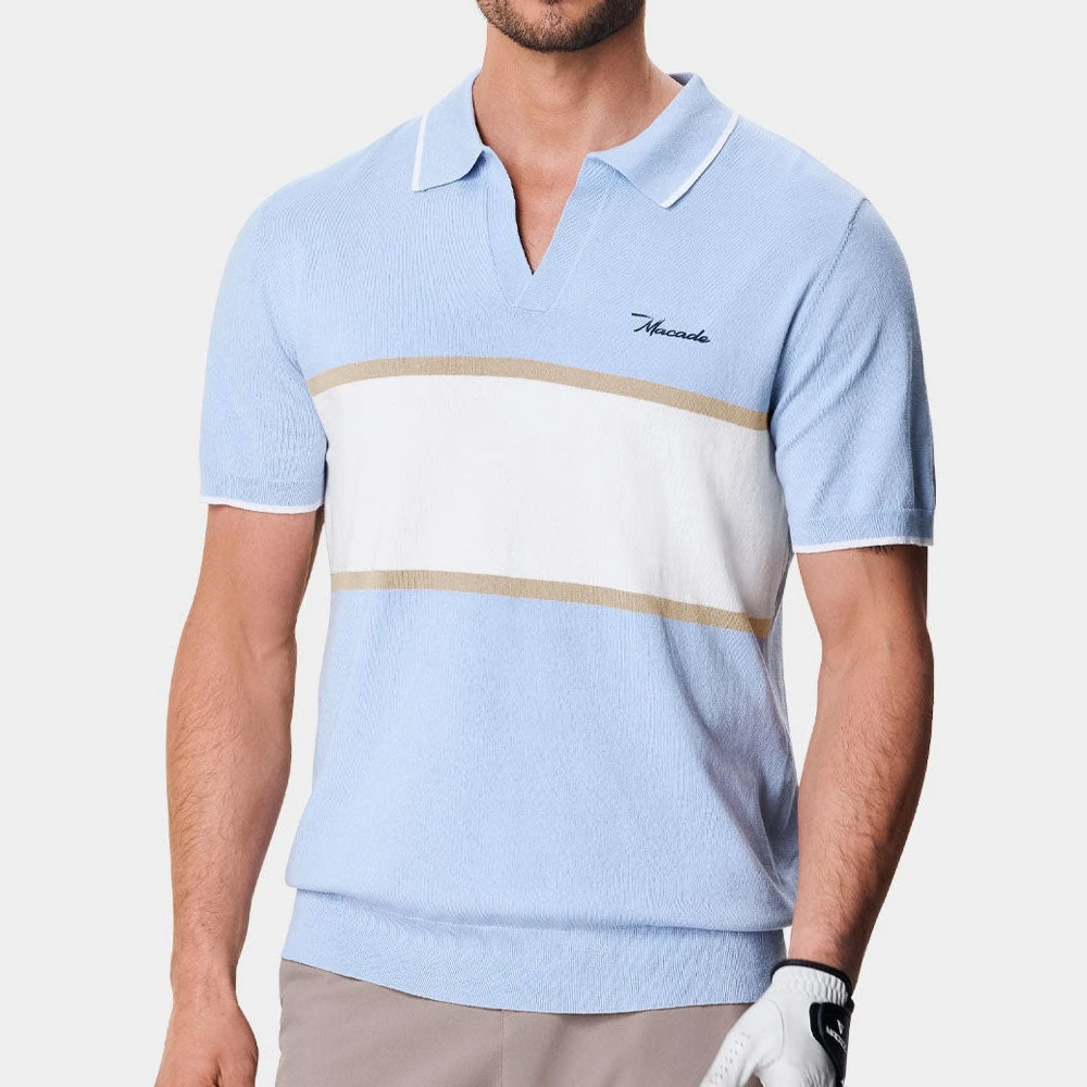 Macade Golf Shirt - Mac Intarsia Knitted Polo - Light Blue AW23 7 Macade Golf Shirt - Mac Intarsia Knitted Polo - Light Blue AW23 - Image 5