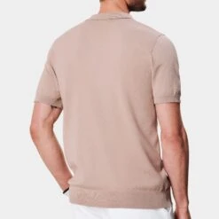 Macade Golf Shirt - Mac Knitted Polo - Brown AW23 -Golf Fashion Shop macade golf 0017 3. mac beige 1296x