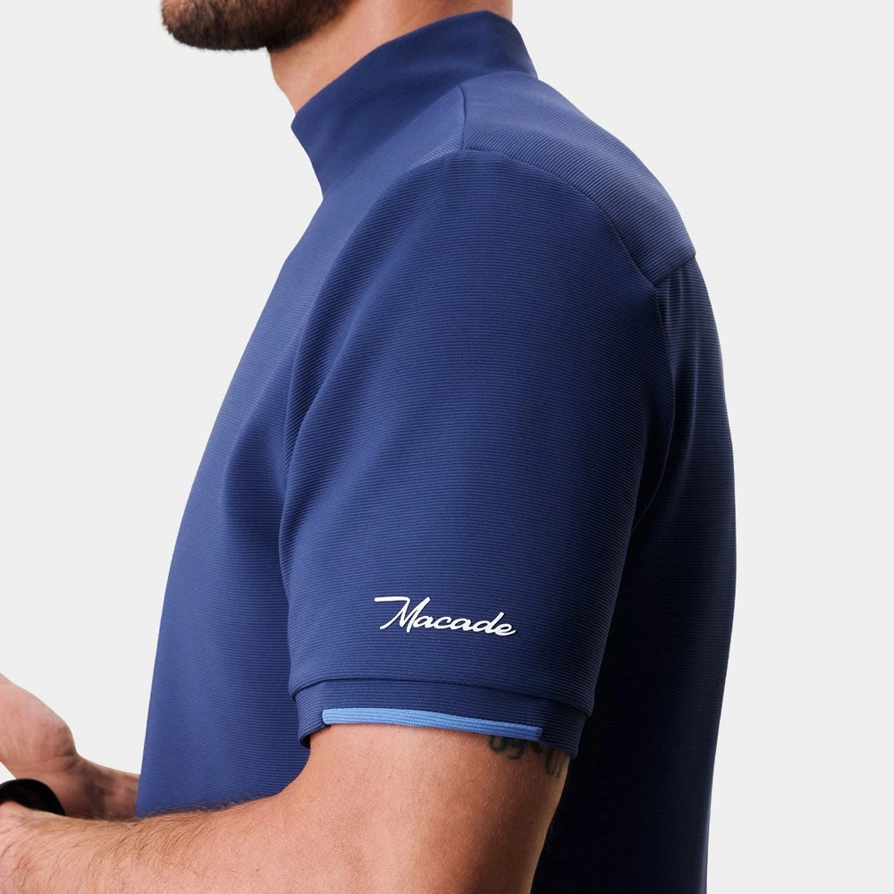 Macade Golf Shirt - Heath Mock Polo - Mid Blue AW23 11 Macade Golf Shirt - Heath Mock Polo - Mid Blue AW23 - Image 9