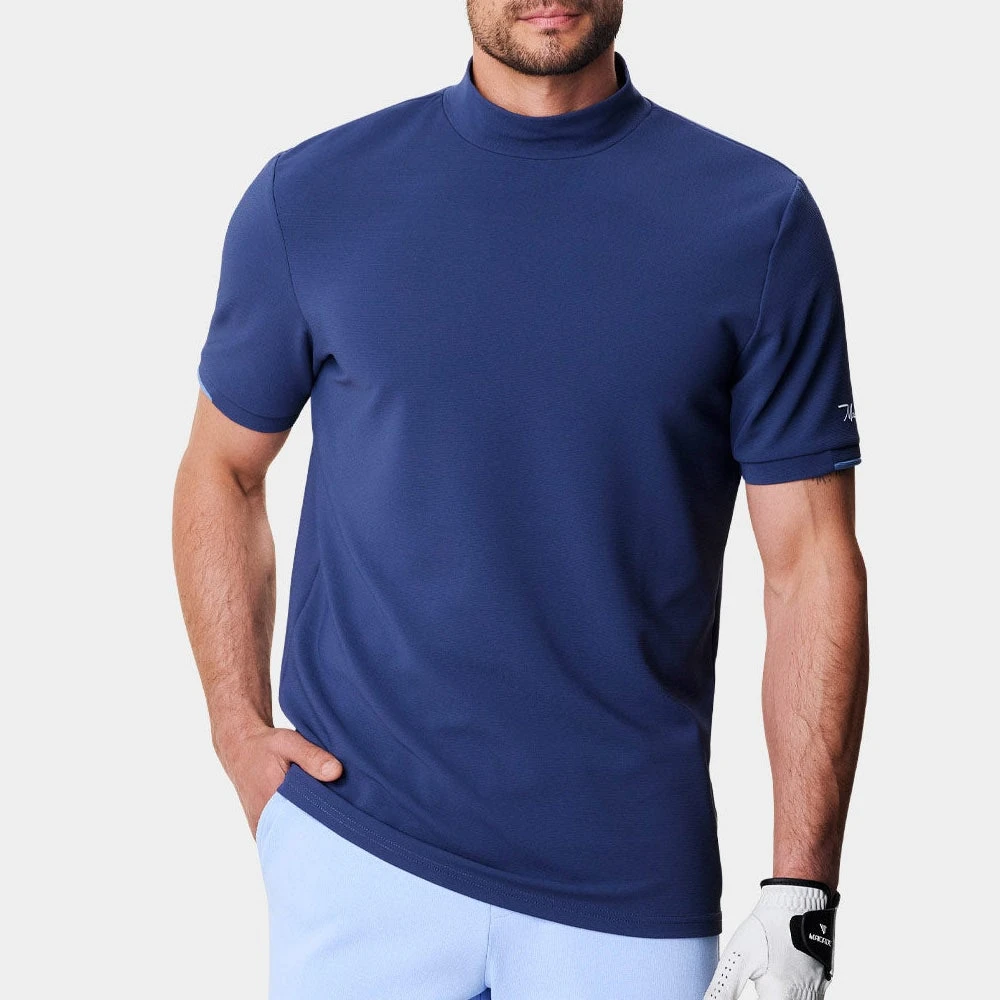 Macade Golf Shirt - Heath Mock Polo - Mid Blue AW23 7 Macade Golf Shirt - Heath Mock Polo - Mid Blue AW23 - Image 5