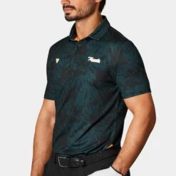 Macade Golf Shirt - Fern Script Polo - Dark Teal SU23 -Golf Fashion Shop macade golf shirt fern script polo dark teal su23 2