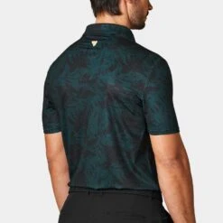 Macade Golf Shirt - Fern Script Polo - Dark Teal SU23 -Golf Fashion Shop macade golf shirt fern script polo dark teal su23 3