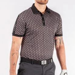 Galvin Green Golf Shirt - Malcolm Ventil8 - Black AW23 -Golf Fashion Shop malcolm d01000059375 s1