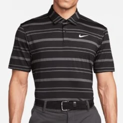 Nike Golf Shirt - NK DF Tour Stripe Polo - Black SP23 -Golf Fashion Shop nike golf shirt nk df tour stripe polo black sp23 dr5300 010 198
