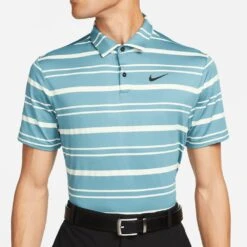 Nike Golf Shirt - NK DF Tour Stripe Polo - Mineral Teal SP23 -Golf Fashion Shop nike golf shirt nk df tour stripe polo mineral teal sp23 dr5300 379 190