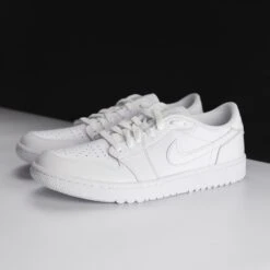 Nike Golf Shoes - Air Jordan 1 Low G - White Croc SP23 -Golf Fashion Shop nike golf shoes air jordan 1 white croc detail 01