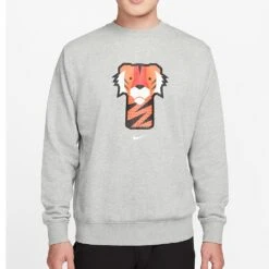 Nike Golf Jumper - Frank Crew Neck Sweater - Grey NRG SP23 -Golf Fashion Shop nike golf tiger woods frank crew neck sweater ho22 01d