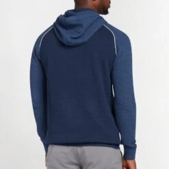 Original Penguin Golf Hoodie - Textured Knit - Black Iris SS23 -Golf Fashion Shop oggsd059 413 original penguin golf hoodie performance pullover black iris ss23 de