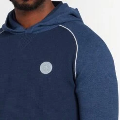 Original Penguin Golf Hoodie - Textured Knit - Black Iris SS23 -Golf Fashion Shop oggsd059 413 original penguin golf hoodie performance pullover black iris ss23 g