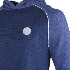 Original Penguin Golf Hoodie - Textured Knit - Black Iris SS23 -Golf Fashion Shop oggsd059 413 original penguin golf hoodie performance pullover black iris ss23 l