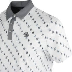 Original Penguin Golf Shirt - Swinging Pete Print - Bright White SS23 -Golf Fashion Shop ogksd024 118 original penguin golf shirt swinging pete print bright white ss23 fg
