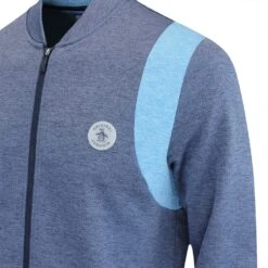 Original Penguin Golf Jumper - 80's Tech Bomber FZ - Black Iris AW23 -Golf Fashion Shop original penguin golf jumper 80s tech bomber fz black iris aw23 01