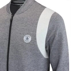 Original Penguin Golf Jumper - 80's Tech Bomber FZ - Caviar AW23 -Golf Fashion Shop original penguin golf jumper 80s tech bomber fz caviar aw23 04