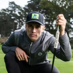 Original Penguin Golf Jumper - 80's Tech Bomber FZ - Caviar AW23 -Golf Fashion Shop original penguin golf jumper 80s tech bomber fz caviar aw23 ogkfd023 011 4