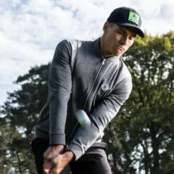 Original Penguin Golf Jumper - 80's Tech Bomber FZ - Caviar AW23 -Golf Fashion Shop original penguin golf jumper 80s tech bomber fz caviar aw23 ogkfd023 011 5