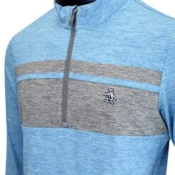 Original Penguin Golf Pullover - Ltwt Heritage QZ - Med. Blue AW23 -Golf Fashion Shop original penguin golf pullover ltwt heritage qz med. blue aw23 ogkfd022 416 29