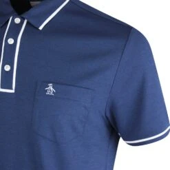 Original Penguin Golf Shirt - Performance Earl - Black Iris AW23 -Golf Fashion Shop original penguin golf shirt performance earl ss22 01d