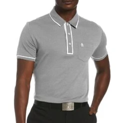 Original Penguin Golf Shirt - Performance Earl - Asphalt AW23 -Golf Fashion Shop original penguin golf shirt performance earl ss22 05b