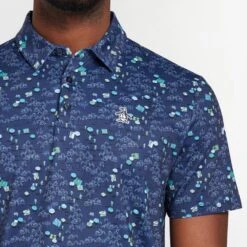 Original Penguin Golf Shirt - PITP Print - Astral Night SS23 -Golf Fashion Shop original penguin golf shirt pitp print astral night ss23 ogksd016 401 1