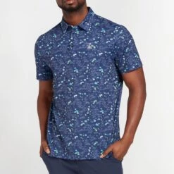 Original Penguin Golf Shirt - PITP Print - Astral Night SS23 -Golf Fashion Shop original penguin golf shirt pitp print astral night ss23 ogksd016 401 2