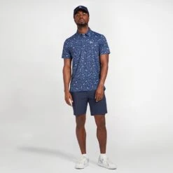 Original Penguin Golf Shirt - PITP Print - Astral Night SS23 -Golf Fashion Shop original penguin golf shirt pitp print astral night ss23 ogksd016 401 4