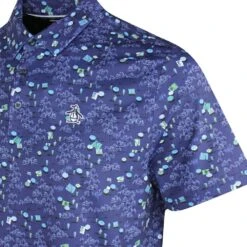 Original Penguin Golf Shirt - PITP Print - Astral Night SS23 -Golf Fashion Shop original penguin golf shirt pitp print astral night ss23 ogksd016 401 c