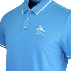 Original Penguin Golf Shirt - Tour Heritage Polo - Med. Blue AW23 -Golf Fashion Shop original penguin golf shirt tour heritage polo med. blue aw23 ogksd008 434 73